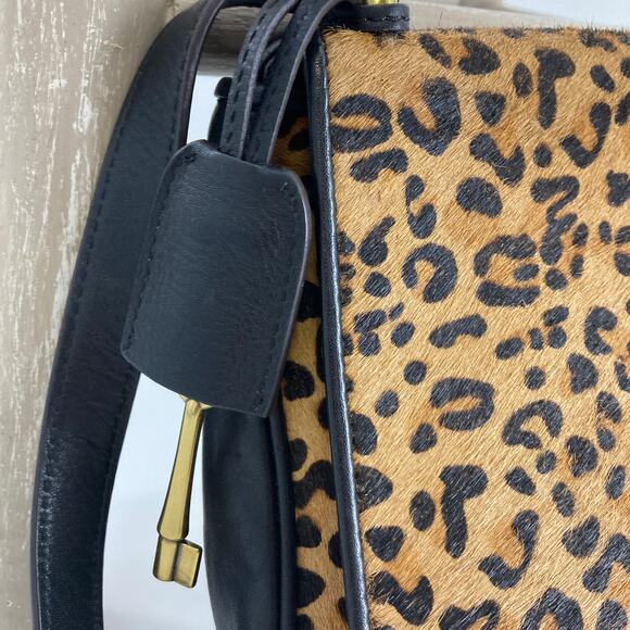 FOSSIL LEATHER ANIMAL HAIR PRINT WOMENS CROSSBODY BAG (ASIS) - Picture 2 of 13